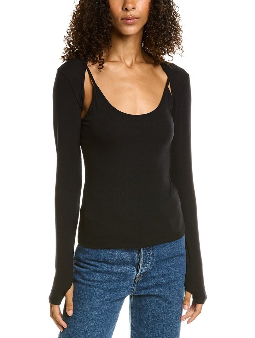 L'AGENCE Kourtlyn 2-piece Shrug & Tank set Model Black Med New